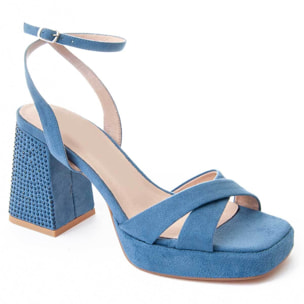 Sandalias De Tacón - Azul - Altura: 10 cm