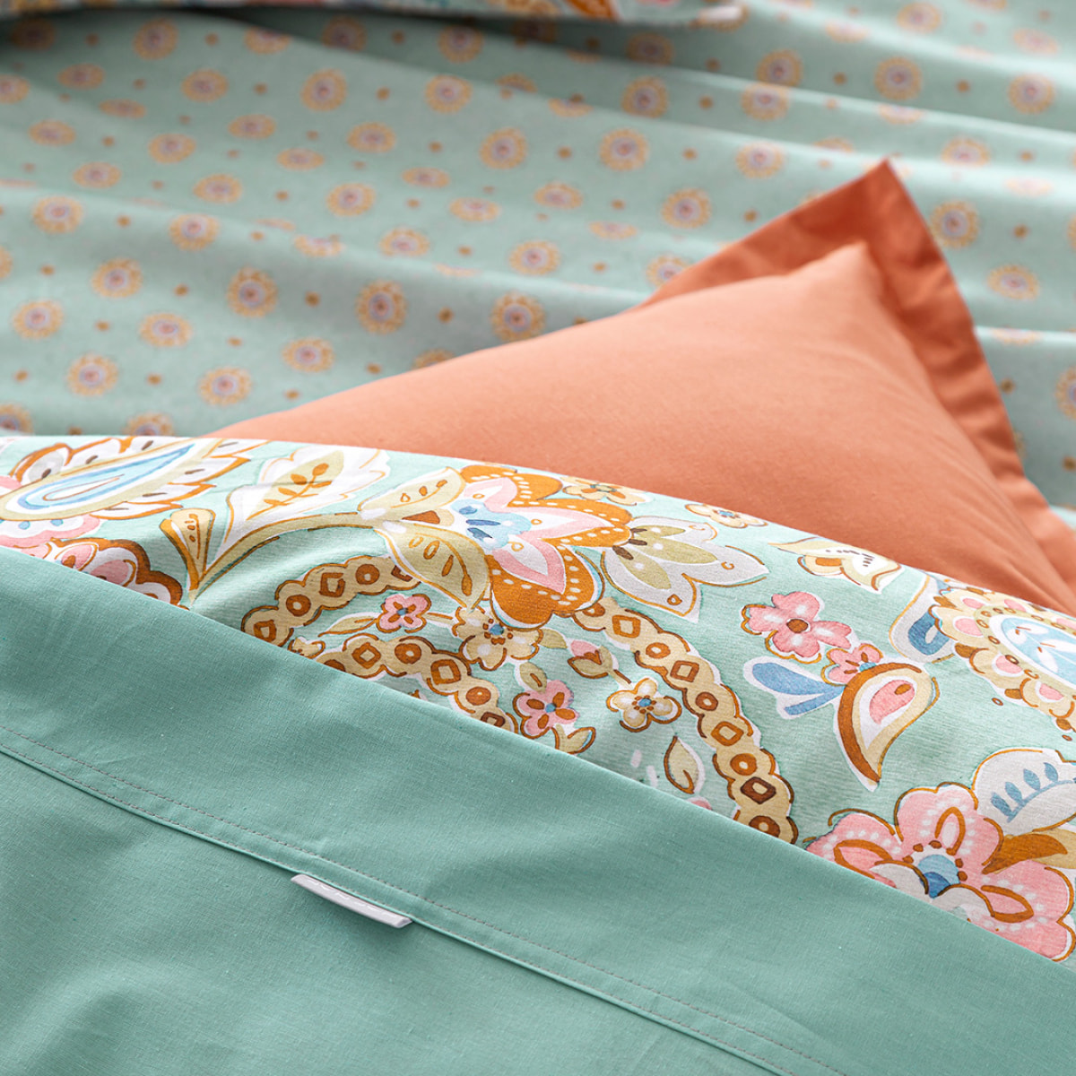 Housse de couette réversible en coton ARGUN - vert - vendue seule