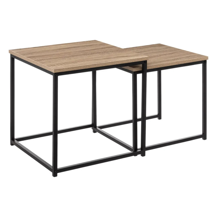 Lot de 2 tables gigognes "Aliaj" effet chêne naturel