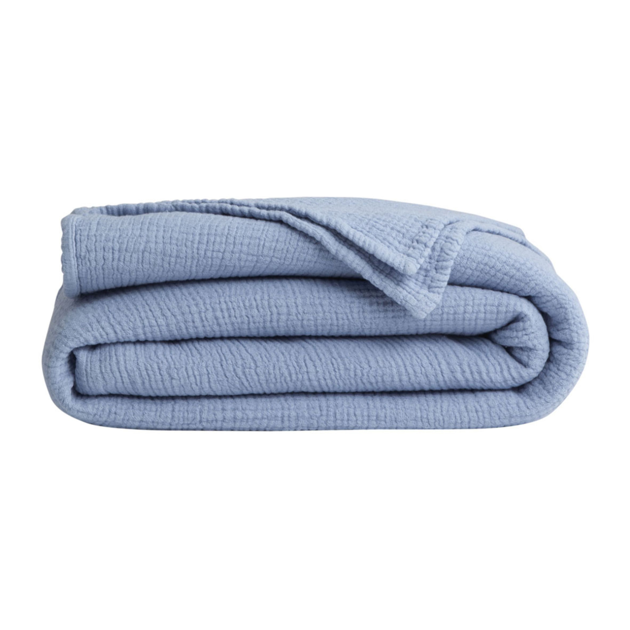 Plaid uni en gaze de coton, CARESSE, Bleu