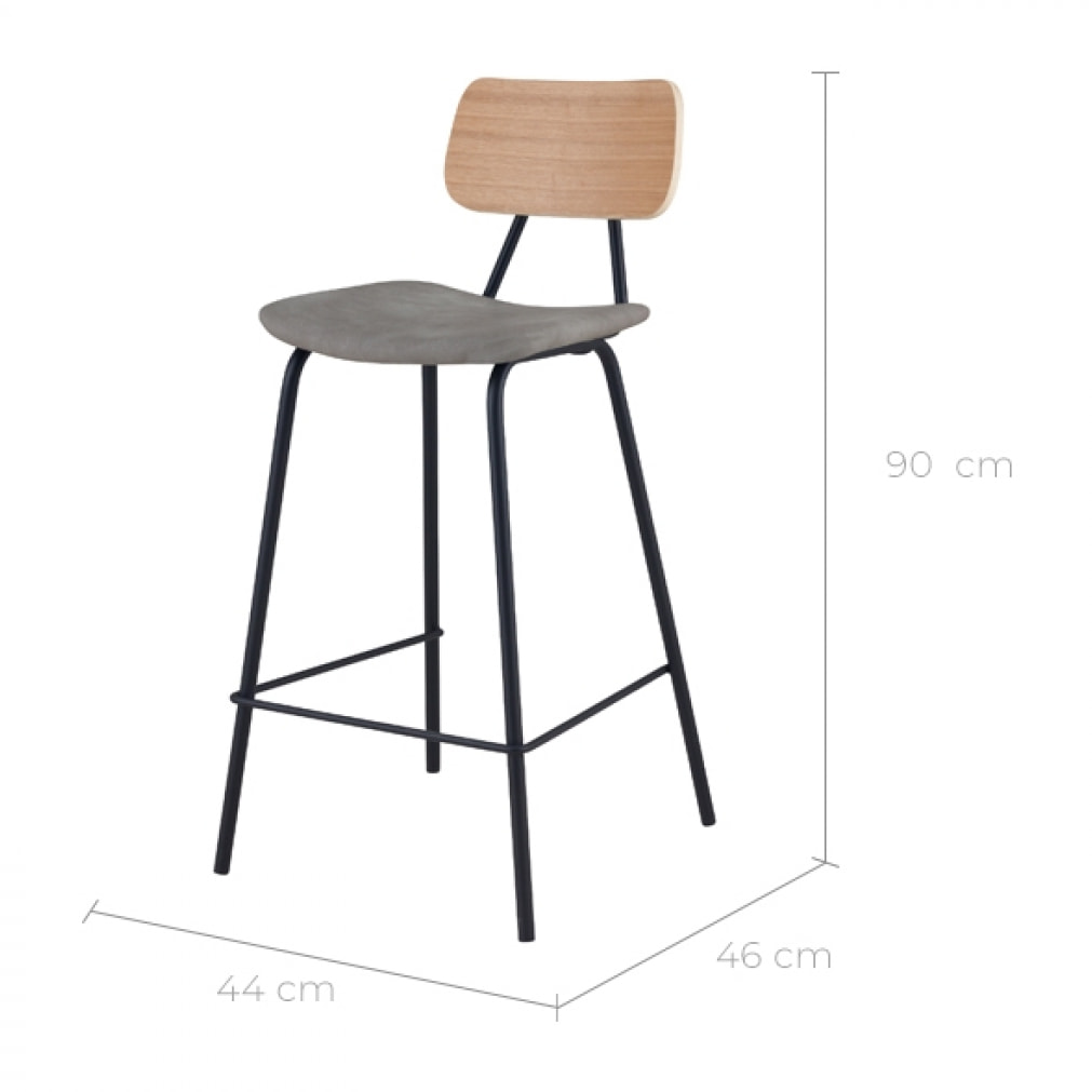 Lot de 2 chaises pour îlot central 65 cm en cuir synthétique gris - Madrague