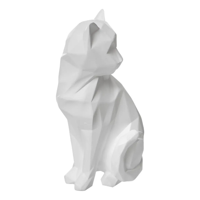 Statuette "Chat" - résine - blanc - H20 cm