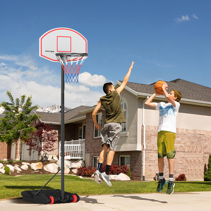 Canasta de Baloncesto para Exterior con Tablero de Dardos Aro de Baloncesto Portátil con Altura Ajustable 210-247 cm Ruedas Base Rellenable para Adolescentes y Adulto Negro