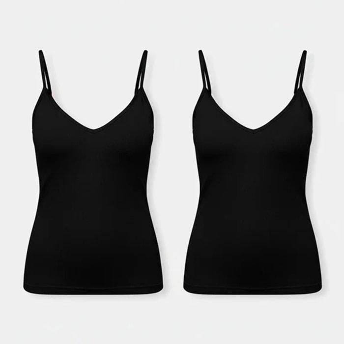 Confezione da 2 canotte in cotone nero