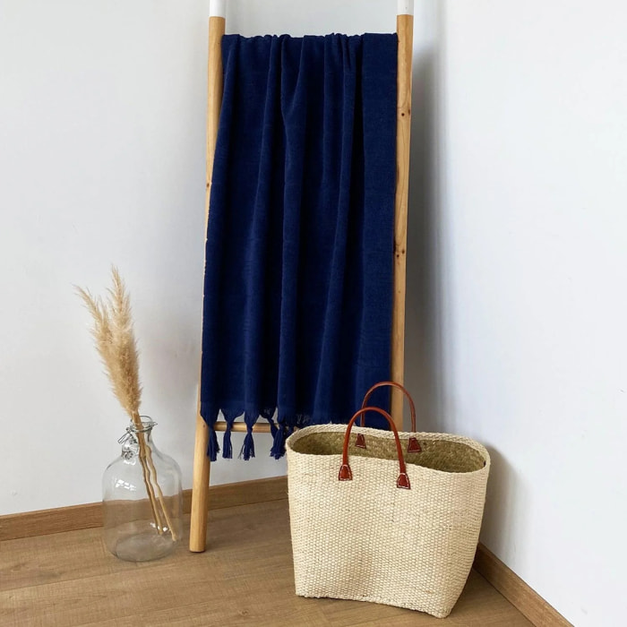 Fouta doublée éponge XL - Hammam Navy - 330g/m²