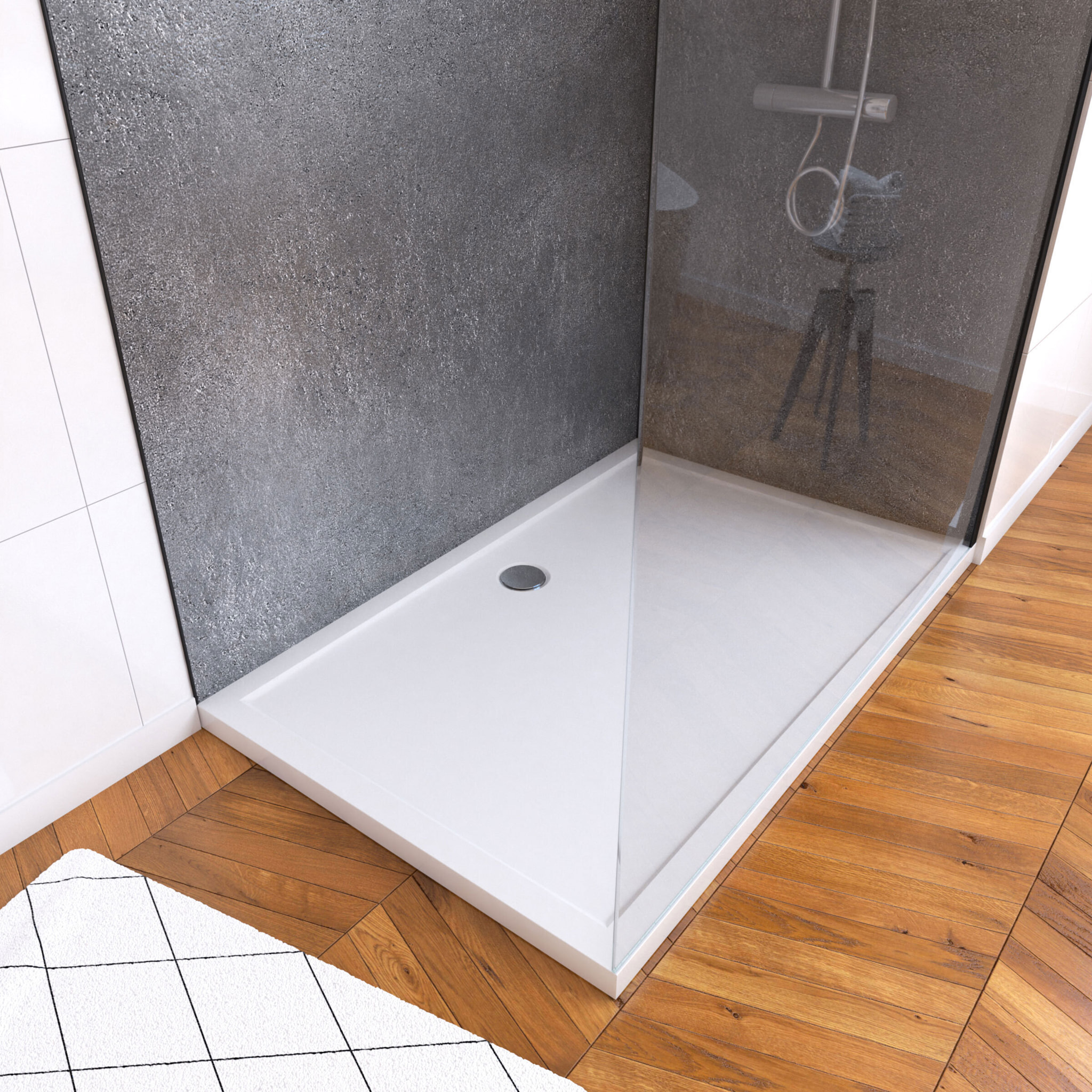 Pack douche à l'Italienne avec Receveur 120x90 + Paroi transparente + Panneaux muraux