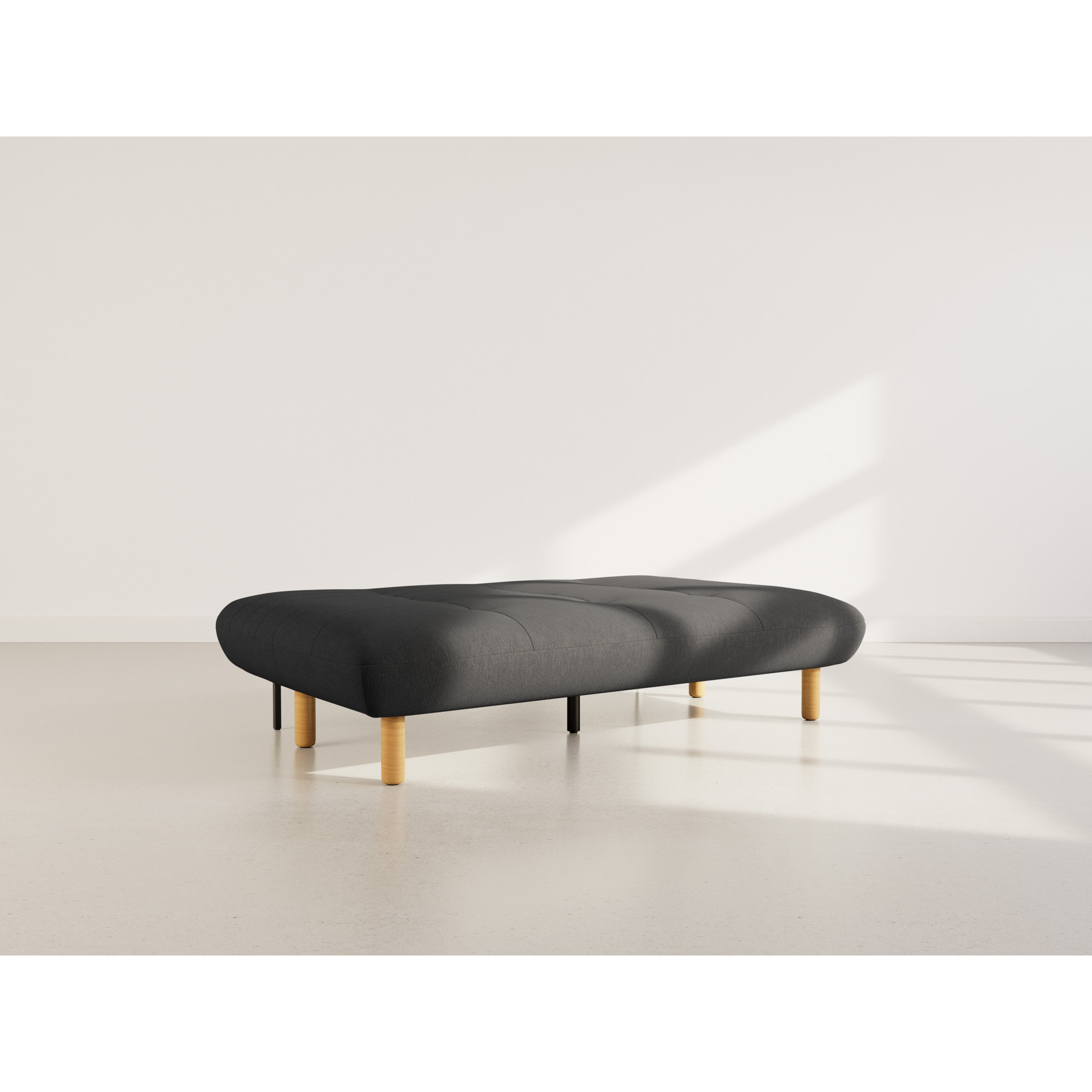 Soan - Banquette 2 places convertible clic-clac en velours texturé - Noir