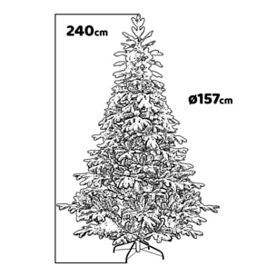 Terminillo - Albero di Natale innevato effetto realistico in PE e PVC ø157x240H, 1598 rami