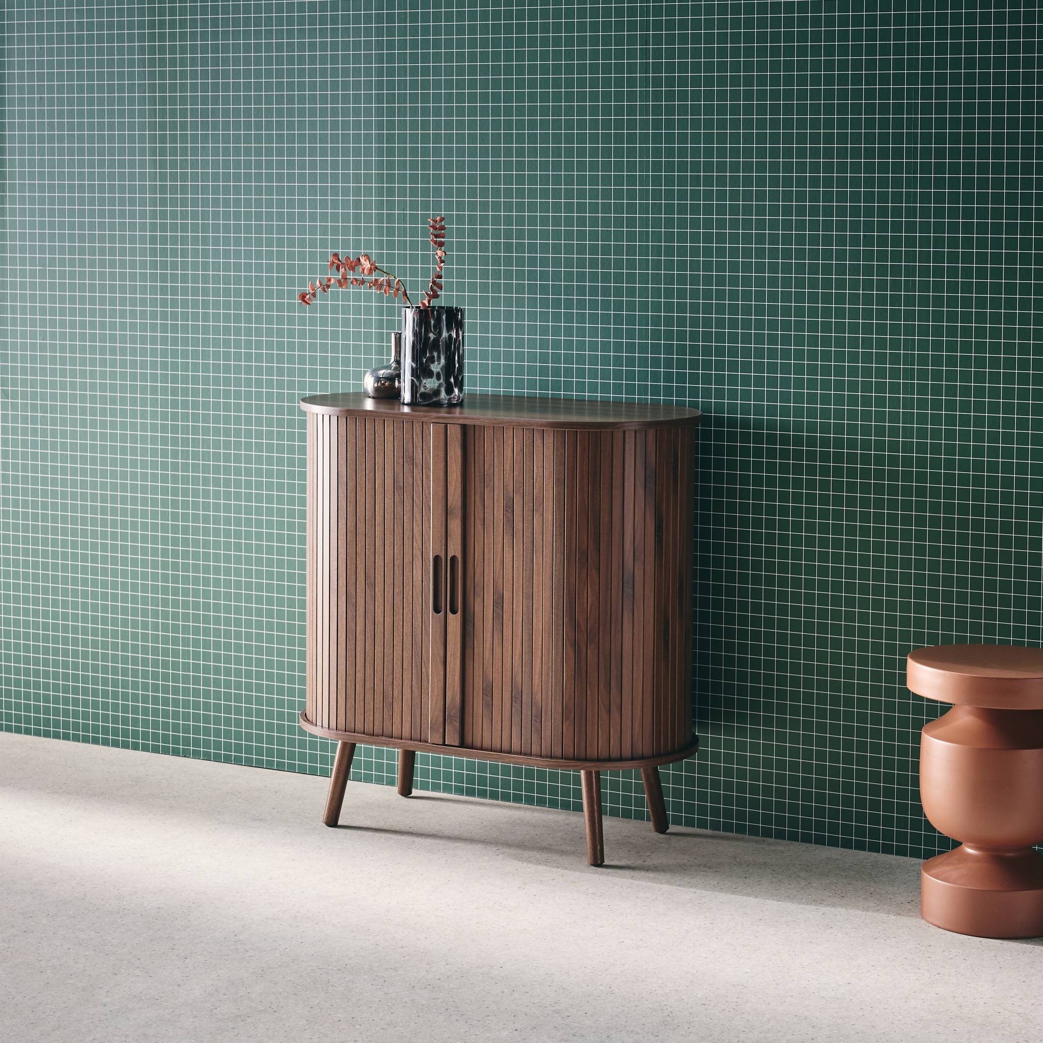 Buffet scandinave décor bois rainuré 2 portes coulissantes 80cm LEGACY