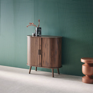 Buffet scandinave décor bois rainuré 2 portes coulissantes 80cm LEGACY