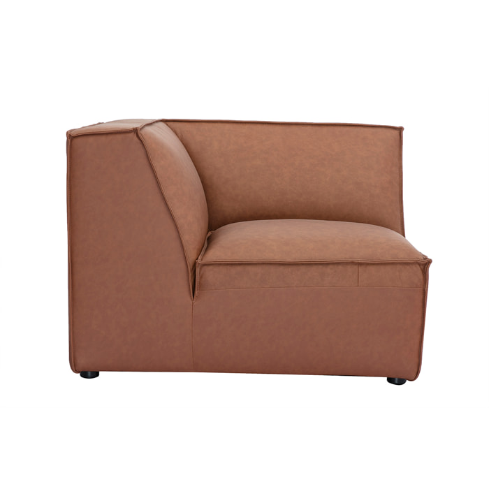 Module d'angle central pour canapé en cuir marron SPLIT