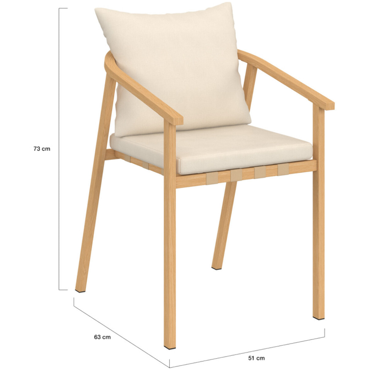 Chaises de jardin Paros métal effet bois et beige - lot de 4