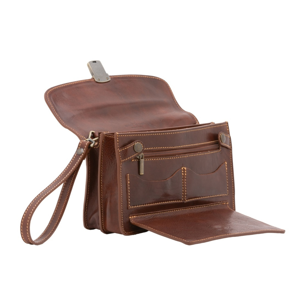 Borsa a mano da uomo in vera pelle - Modello False - 100% pelle - 24.0 x 17.0 x 8.0 cm