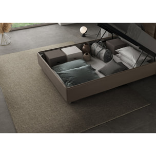 Letto una piazza e mezza contenitore imbottito 120x210 similpelle cappuccino Adele