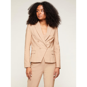 Motivi - Blazer perfilada de color liso - Beige