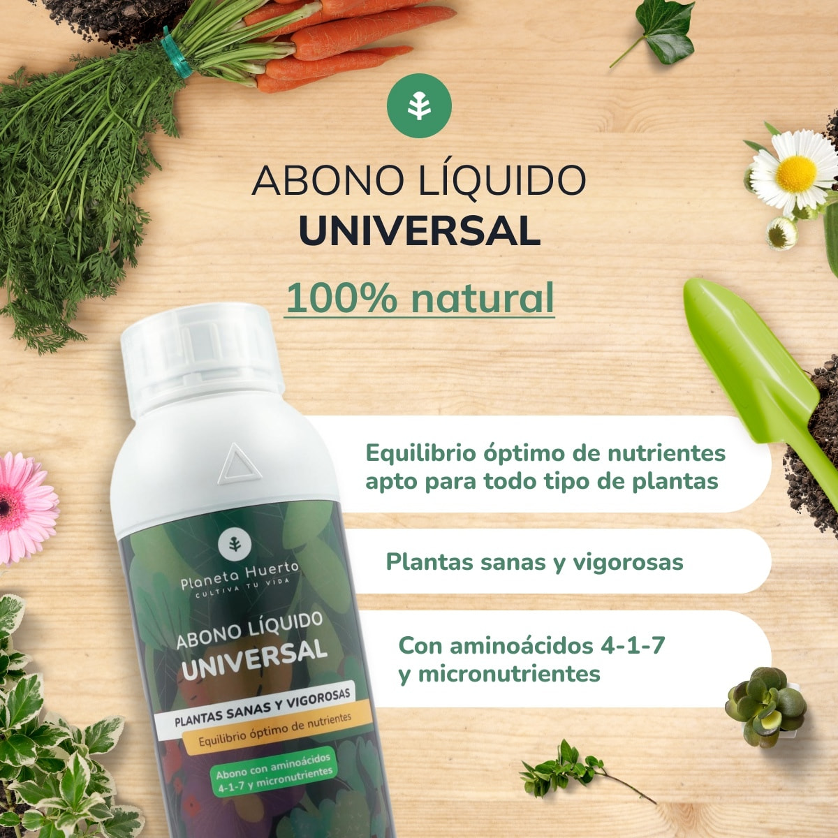 PLANETA HUERTO | Abono Líquido Universa 250 ml Fertilizante Líquido Todo en Uno - Abono para Plantas de Interior y Exterior