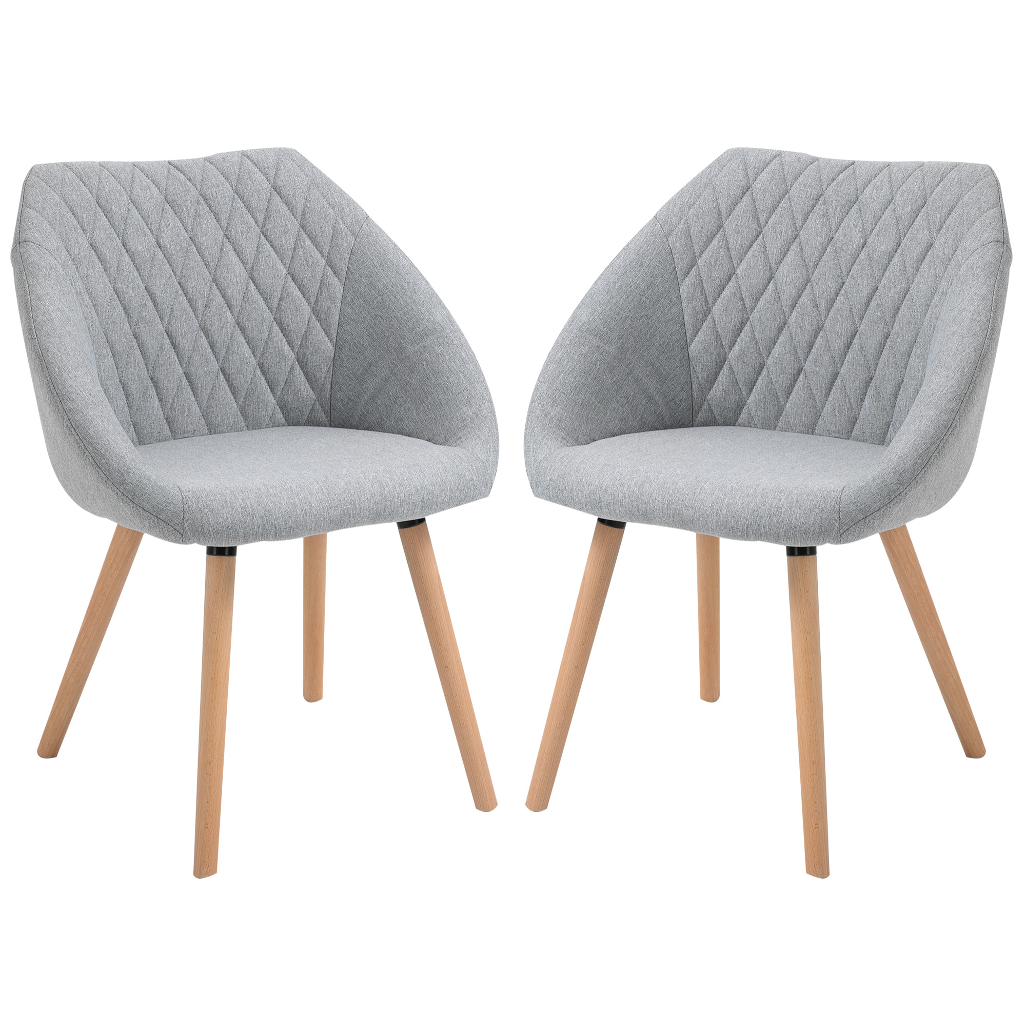 Lot de 2 chaises de visiteur style scandinave lin gris