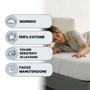 LENZUOLO SOTTO CON ANGOLI MAX COLOR, 100% COTONE MADE IN ITALY - SINGOLO