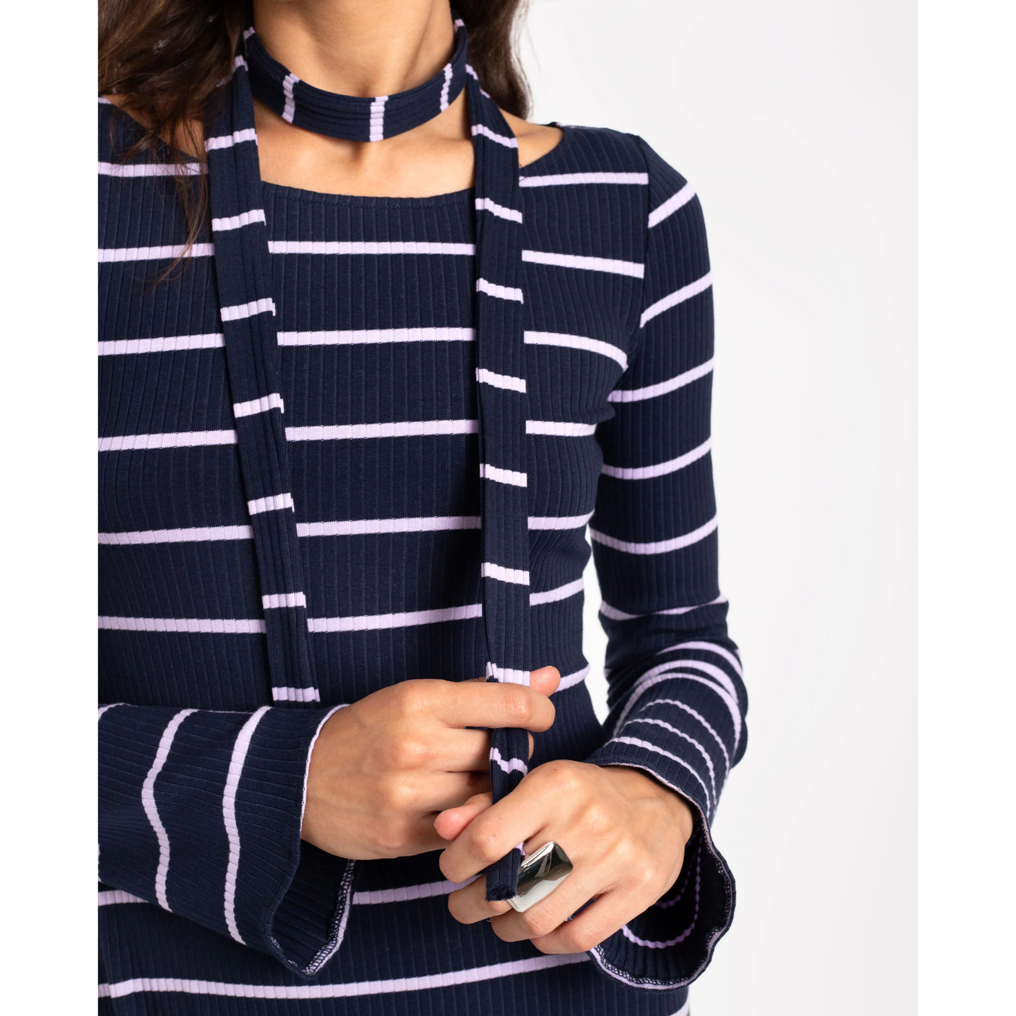 Vestido largo de punto con manga