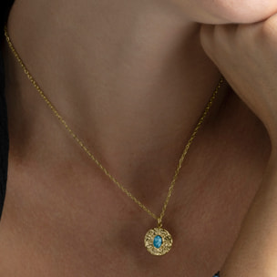 Collar de Turquesa acabado en oro amarillo de 18K- Riadra