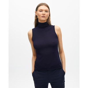 Top senza maniche collo alto in maglia