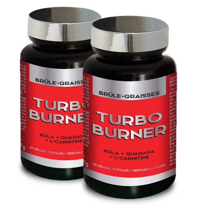 NUTRIEXPERT – Turbo Burner – Brûle-graisse spécial Hommes – Favorise l'amincissement – Association de Plantes, Minéraux et Vitamines – Kola + Guarana – 100% Actifs Naturels – Lot de 2 produits