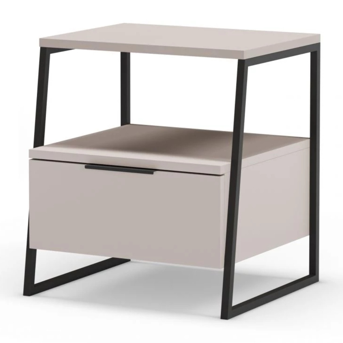 Mesita de noche Oksa Beige - Negro