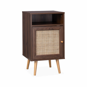 Table de chevet scandinave en cannage 1 porte (lot de 2) BOHÈME
