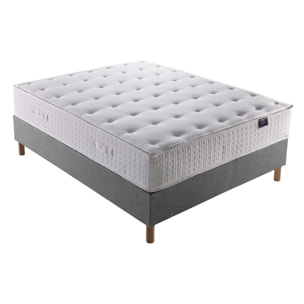 Ensemble Pulsar - Matelas ressorts ensachés Mémoire de forme - Sommier Gris Souris