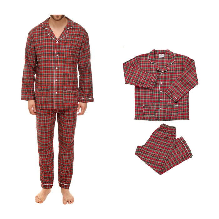PACK Pigiama leggero papÃ e bimbo UOMO BAMBINO flanella invernale scozzese rosso