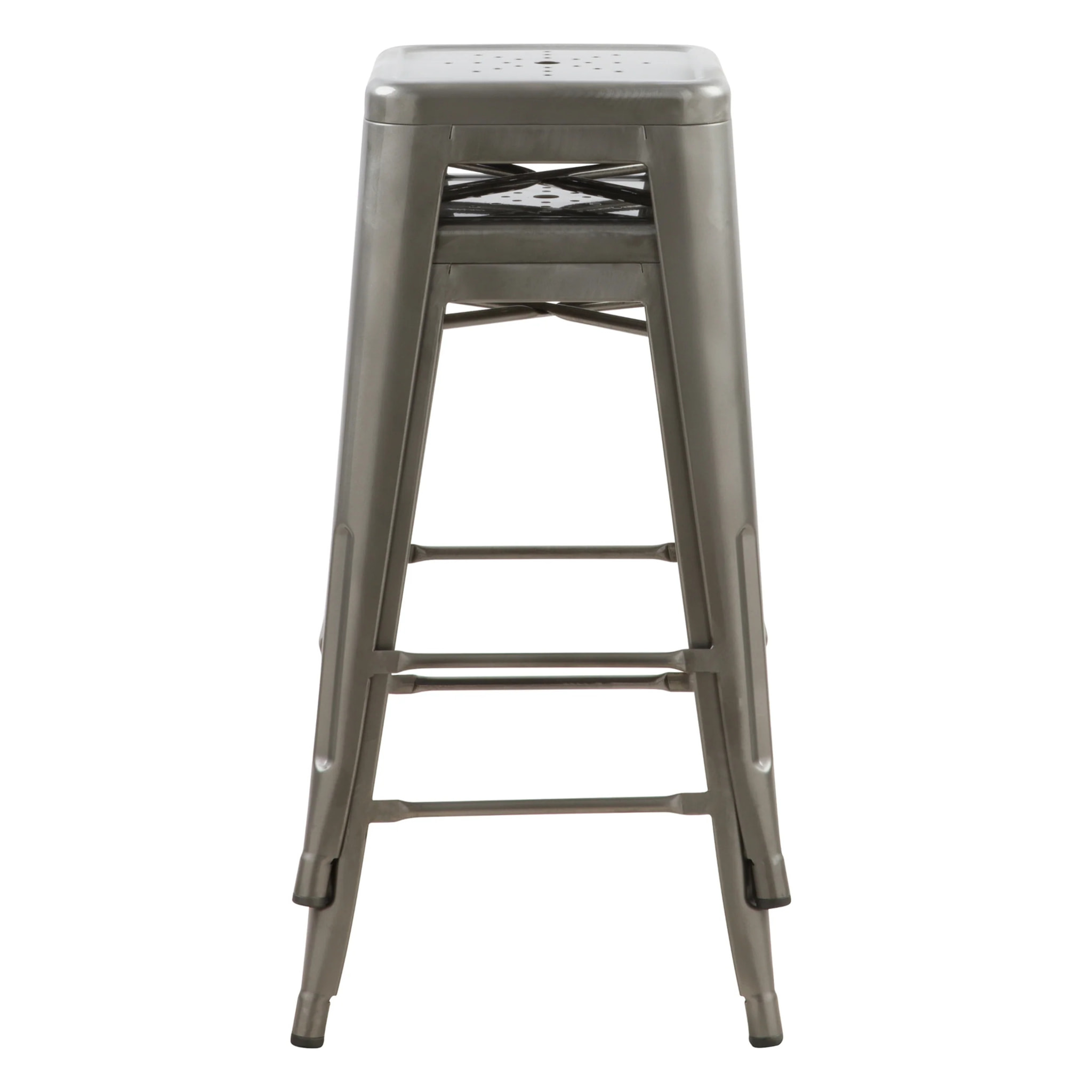 Lot de 2 tabourets pour îlot central 66 cm en métal chrome brillant - Indus