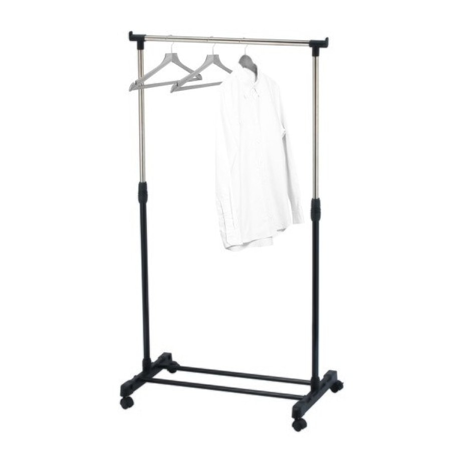 Portant à  vêtements à  roulettes en Inox 101-170cm Noir - Hauteur ajustable MSV