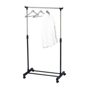 Portant à vêtements à roulettes en Inox 101-170cm Noir - Hauteur ajustable MSV