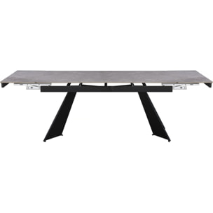 Table de repas extensible en céramique 6 à 10 personnes "Equinoxe" - Gris marbré