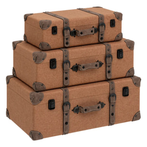 Lot de 3 malles "Be vintage" L45,5/55,5/60,5cm caramel