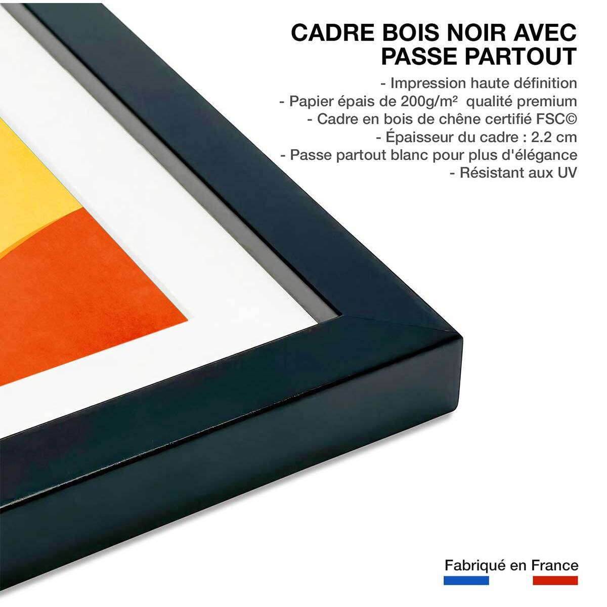 Vague harmonieuse Affiche + cadre en bois - Noir