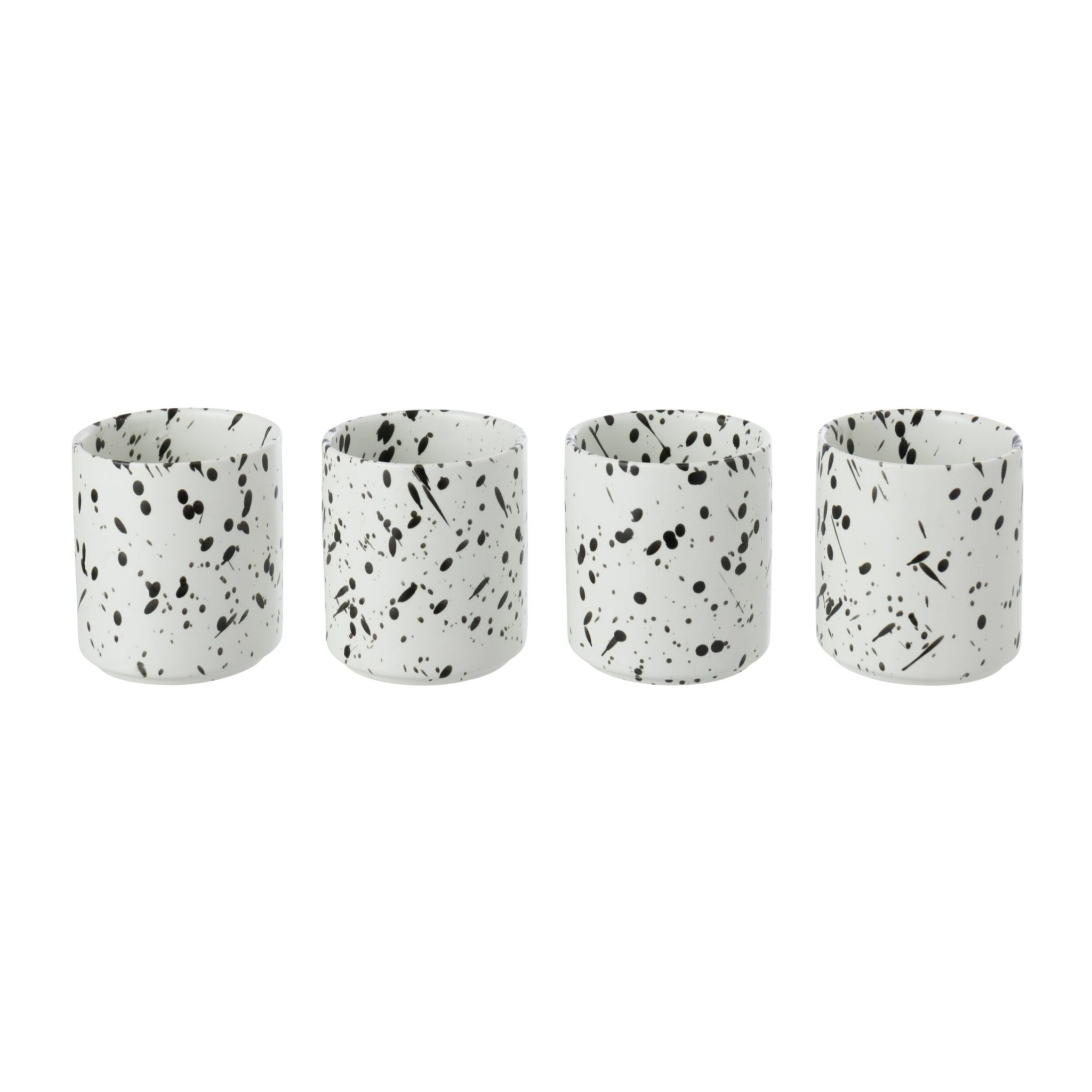 J-Line boîte de 4 tasses pois - grès - blanc/noir