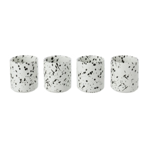 J-Line boîte de 4 tasses pois - grès - blanc/noir