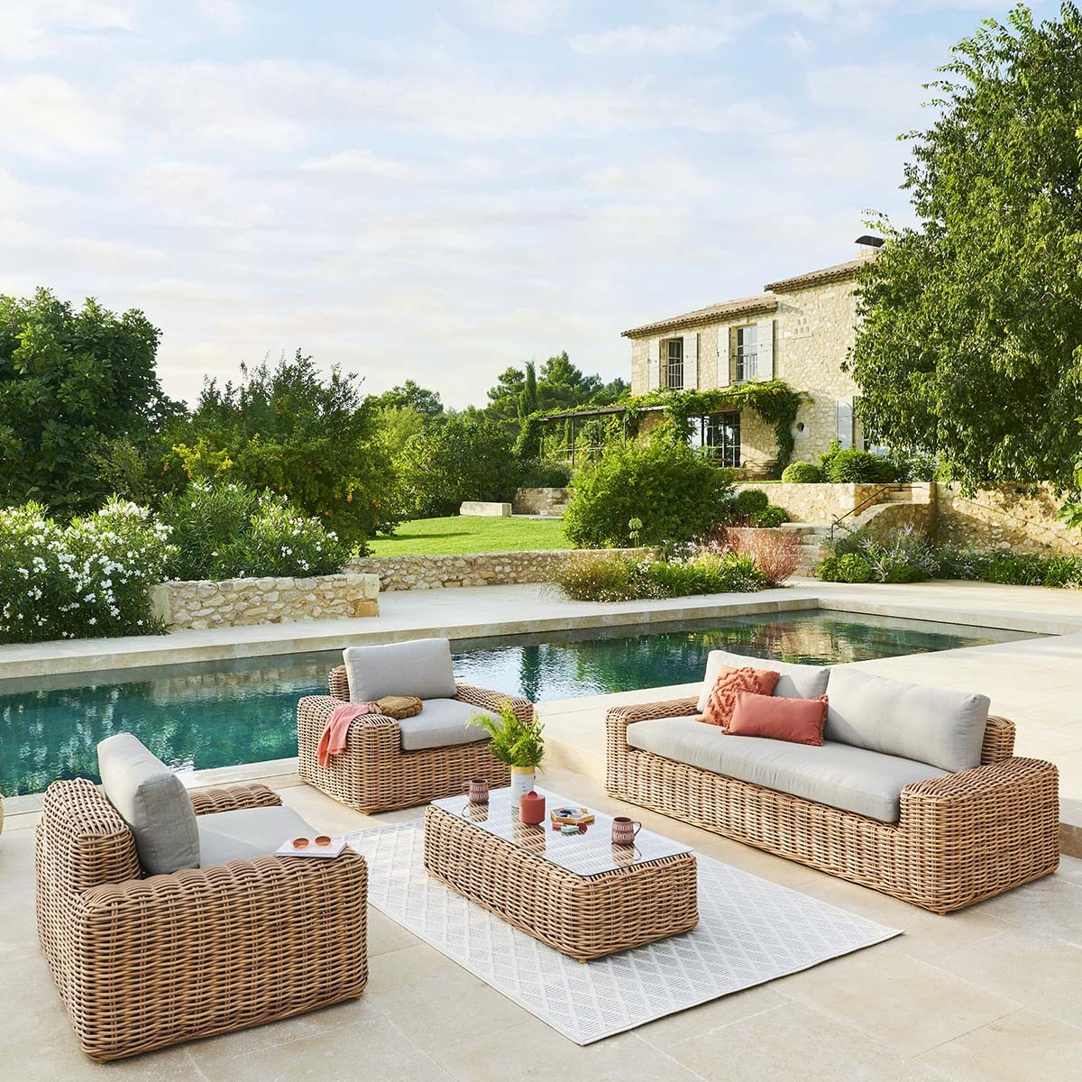 Fauteuil de salon de jardin Savinia Tahini