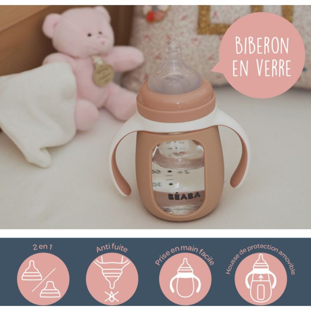 Tasse BEABA verre d apprentissage 2 en 1 210 ml