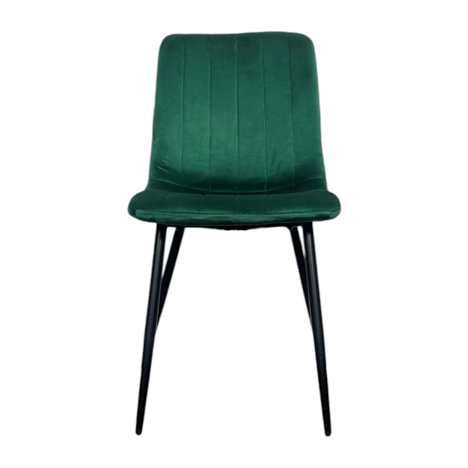 Chaise à rayures velours vert sapin (lot de 2) MALANG