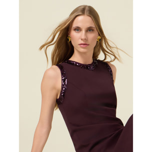 Oltre - Vestido tubo con bordes de lentejuelas - Burgundy