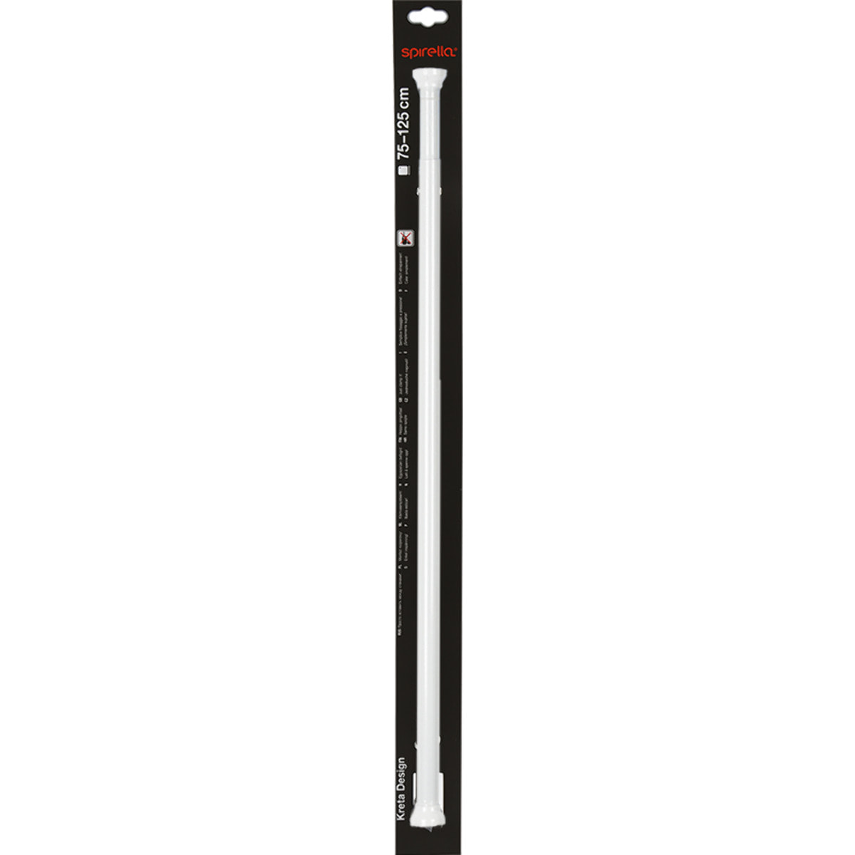 Barre tringle pour rideau de douche ou baignoire extensible sans perçage en Alu KRETA 75-125cm Blanc Spirella