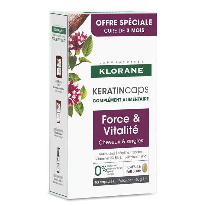 Keratin Caps - Complément Alimentaire Force & vitalité - Cheveux fatigués - lot 3x30 capsules