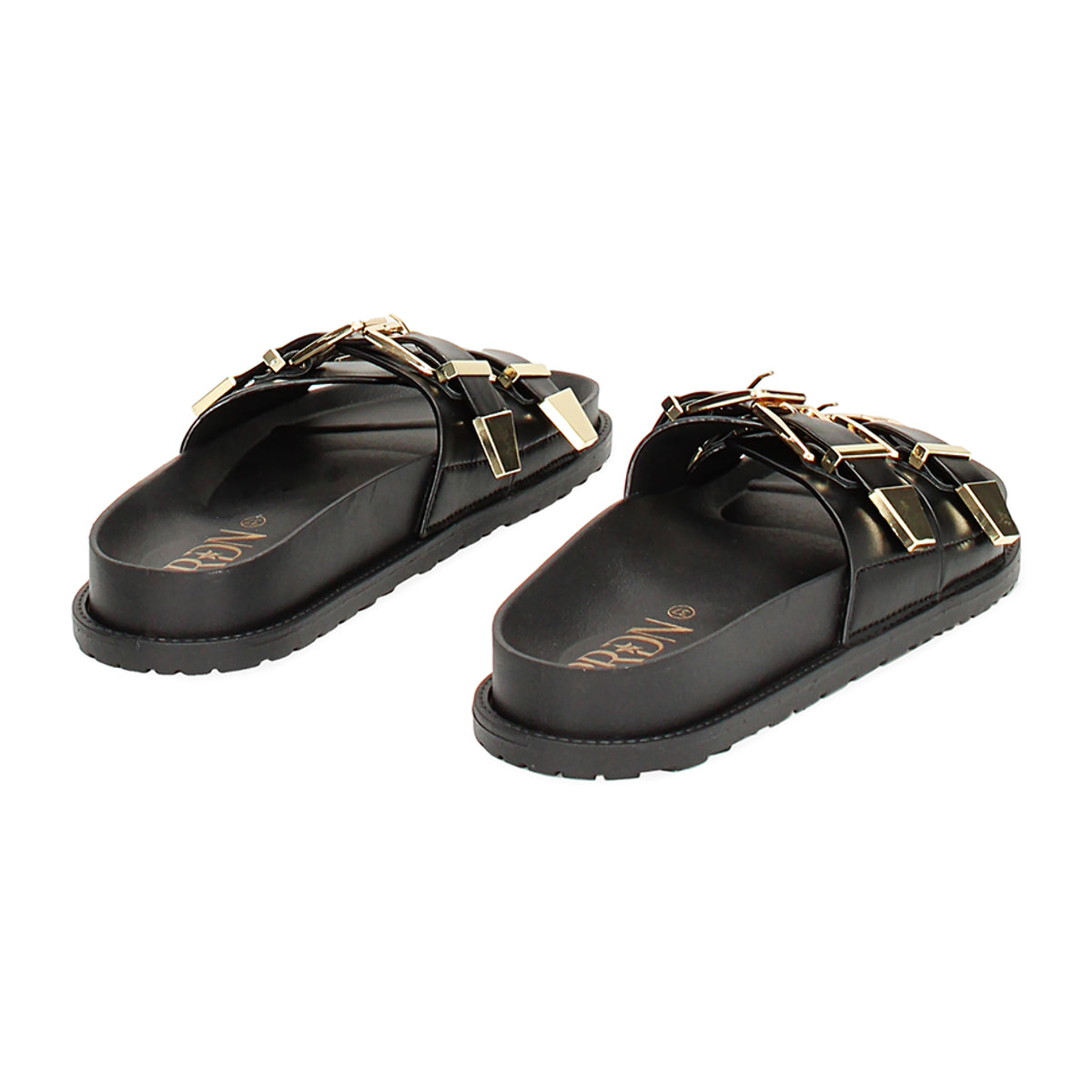 Sandali flat neri con doppia fibbia