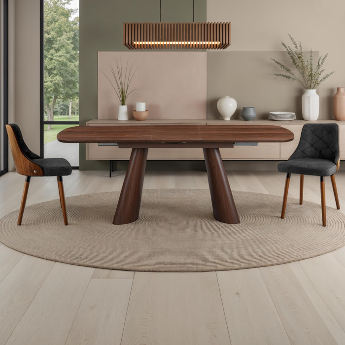 Table à manger extensible Tomasucci OTRA, en MDF finition noyer, 160/200 × 90 × 76 cm
