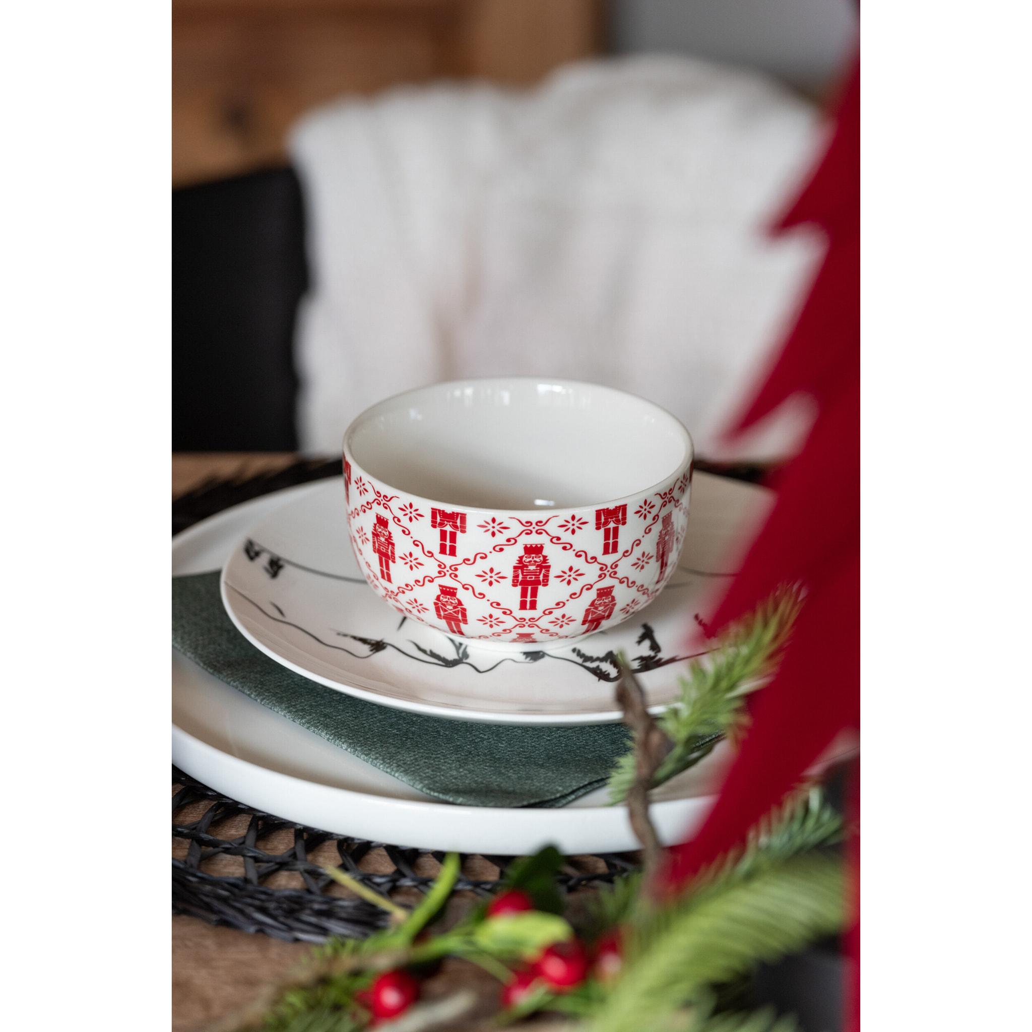 J-Line bol + socle Casse-Noisette - métal/céramique - rouge - boîte de 4