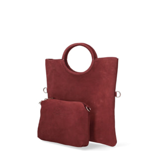 Borsa a mano da donna Made in Italy - Modello Zelia - Pelle scamosciata - 29.0 x 30.0 x 1.0 cm