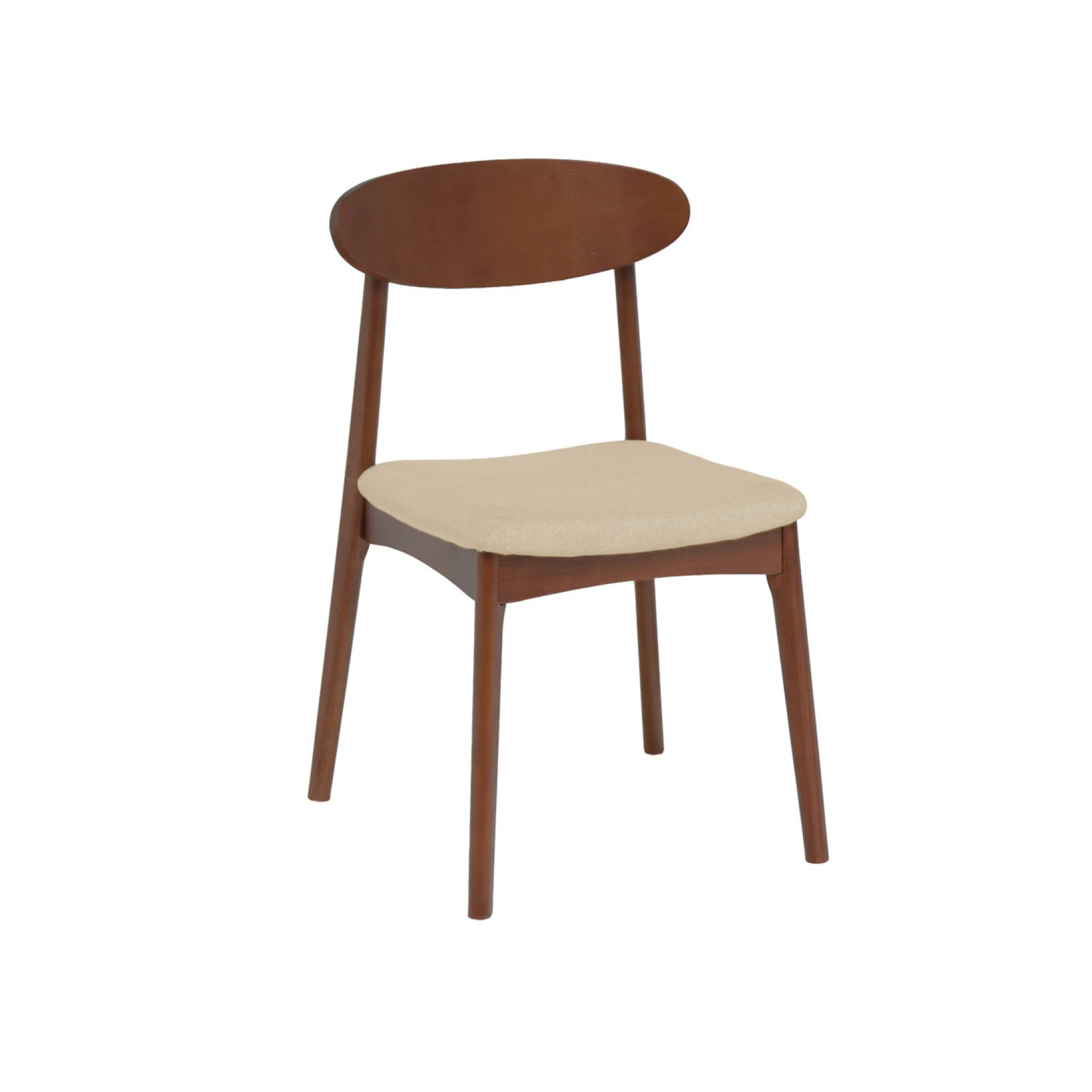 Chaise vintage bois d'hévéa noyer et tissu (lot de 2) ARIA