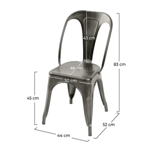 Lot de 2 chaises en métal gris - Indus